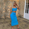 Land of Nostalgia Women's Spaghetti Straps Summer Crop Tops Elegant Skirt Set