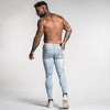 Land of Nostalgia Distressed Men's Stretch Skinny Ripped Blue Slim Fit Jeans
