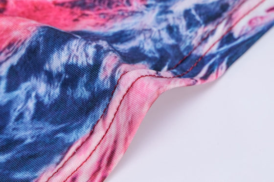 Land of Nostalgia Women's Tie Dye Colorful Print Midi Long Sleeve Dress