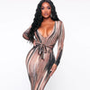 Land of Nostalgia Long Sleeve V-neck Bandage Women's Long Dress