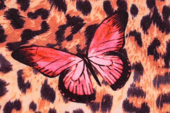 Land of Nostalgia Butterfly Print Leopard Women's Sleeveless V-Neck Bandage Mini Dress