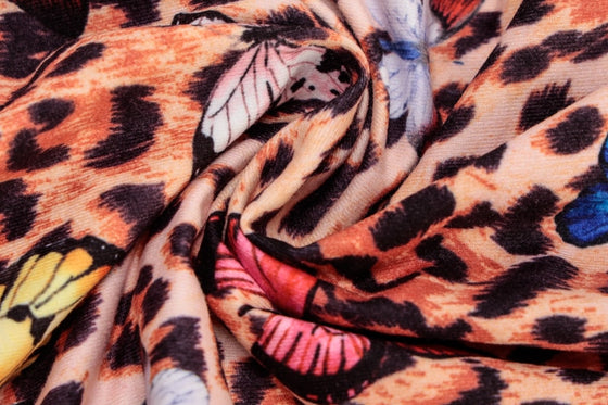 Land of Nostalgia Butterfly Print Leopard Women's Sleeveless V-Neck Bandage Mini Dress