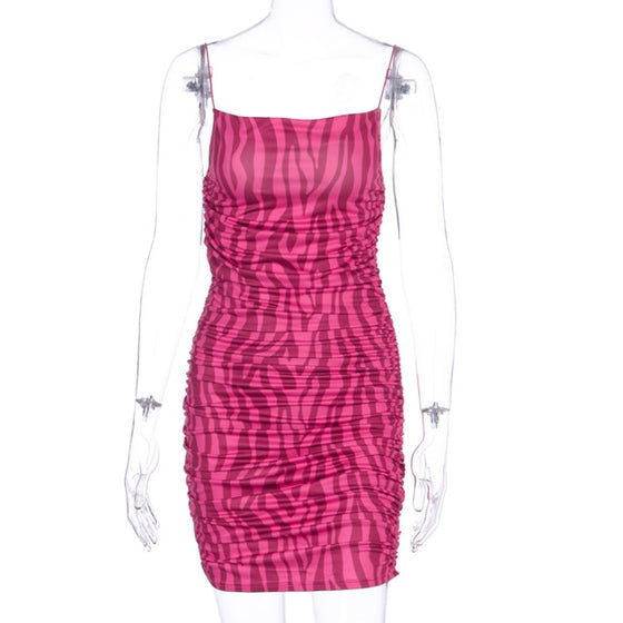 Land of Nostalgia Women's Sleeveless Zebra Pattern Slip Mini Dress