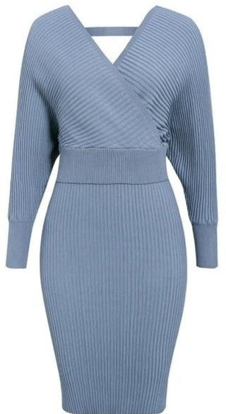 Land of Nostalgia Knitted V-Neck Long Sleeve 2 Piece  Euphoria Dress