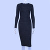 Land of Nostalgia High Waist Long Sleeve Women's Bodycon Midi Slim Elegant Dress