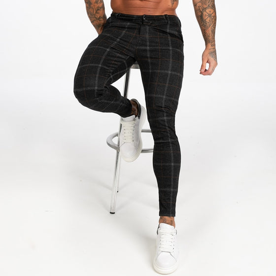 Land of Nostalgia Men's High Waist Black Autumn Winter Plaid Pants