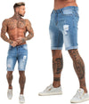 Land of Nostalgia Men's High Waist Ripped Summer Fitness Denim Jeans Short