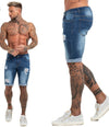 Land of Nostalgia Men's High Waist Ripped Summer Fitness Denim Jeans Short
