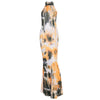 Land of Nostalgia Tie Dye Print Bodycon Women's Long Sleeveless Dress