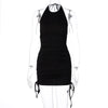 Land of Nostalgia Sleeveless Halter Backless Women's Ruched Bandage Mini Dress