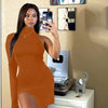 Land of Nostalgia One-Shoulder Women's Long Sleeve Slit Mini Dress