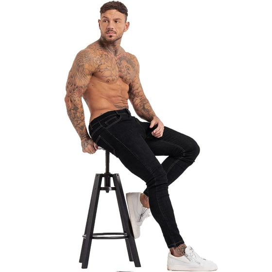 Land of Nostalgia Hommes Classic Pants High Waist Hip Hop Stretch Skinny Jeans