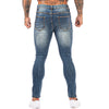 Land of Nostalgia Elastic Waist Distressed Skinny Slim Fit Blue Stretch Ripped Jeans