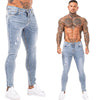 Land of Nostalgia Distressed Men's Skinny Stretch Elastic Waist Slim Fit Ripped Jeans
