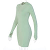 Land of Nostalgia Long Sleeve Bodycon Women's Winter Mini Dress