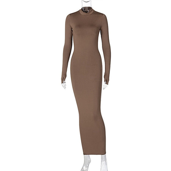 Land of Nostalgia Long Sleeve with Gloves Women's Backless Bodycon Maxi Dress (Ready to Ship)