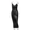 Land of Nostalgia Leather Sleeveless Bodycon Women's Maxi Dress