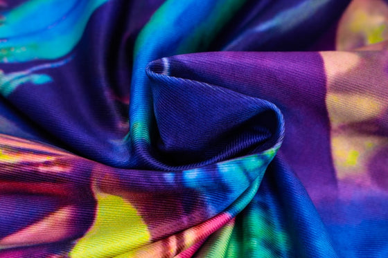 Land of Nostalgia One-Shoulder Flare Sleeve Tie Dye Women's Slit Halter Maxi Dress