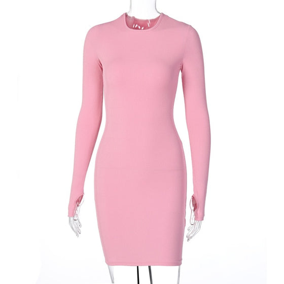 Land of Nostalgia Long Sleeve Bodycon Women's Winter Mini Dress