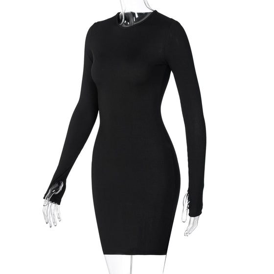 Land of Nostalgia Long Sleeve Bodycon Women's Winter Mini Dress