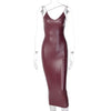 Land of Nostalgia Leather Sleeveless Bodycon Women's Maxi Dress