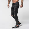 Land of Nostalgia Distressed Men's Elastic Waist Stretch Slim Fit Skinny Ripped Jeans