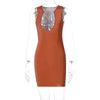 Land of Nostalgia Women's Deep V-Neck Sleeveless PU Leather Zip Up Mini Dress (Ready to Ship)