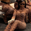 Land of Nostalgia Long Sleeve Turtleneck Leopard Print Women's Sexy Maxi Dress