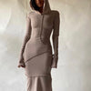Land of Nostalgia Women's Fashion Long Sleeve Hooded Maxi Dress (Ready to Ship)