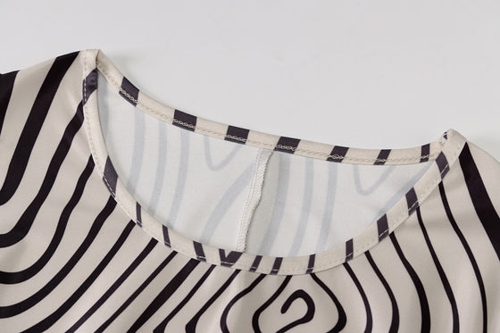 Land of Nostalgia One-Shoulder Long Sleeve Women's Zebra Print Mini Dress
