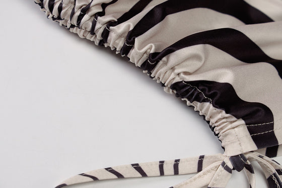 Land of Nostalgia One-Shoulder Long Sleeve Women's Zebra Print Mini Dress