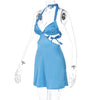Land of Nostalgia V-Neck Halter Bandage Women's Slit Mini Dress (Ready to Ship)