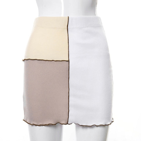 Land of Nostalgia High Waist Women's Summer Asymmetric  Patchwork  Skirt