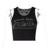 Land of Nostalgia Round Neck Sleeveless Women's Sequined Letters Crop Tank Top