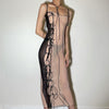 Land of Nostalgia Women's Sleeveless Strap See-Through Asymmetric Summer Dress