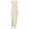 Land of Nostalgia O-Neck Women's Sleeveless Bodycon Slit Summer Sexy Dress