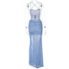 Land of Nostalgia See-Through Women's Sleeveless Pleat Slit Backless Summer Sleeveless Dress