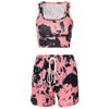 Land of Nostalgia Tie Dye Sleeveless Women's Camouflage Top with Shorts Set