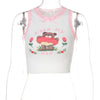 Land of Nostalgia Women's O-Neck Sleeveless Cartoon Print Summer Tshirt