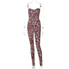 Land of Nostalgia Women's Leopard Print Backless Bodycon Top Pants Set