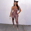 Land of Nostalgia Women's Leopard Print Backless Bodycon Top Pants Set