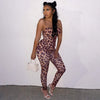 Land of Nostalgia Women's Leopard Print Backless Bodycon Top Pants Set