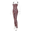 Land of Nostalgia Women's Leopard Print Backless Bodycon Top Pants Set