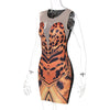 Land of Nostalgia Women's Sleeveless Tiger Printing Sexy Mini Dress