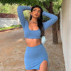 Land of Nostalgia Long Sleeve Women's Low Neck Bodycon Top Mini Dress