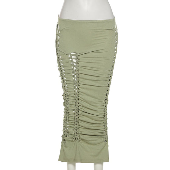 Land of Nostalgia High Waist Ruched Bandage Skirt