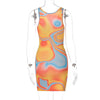 Land of Nostalgia Tie Dye Women's V-Neck Sleeveless Hollow Out Mini Dress