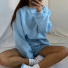 Land of Nostalgia O-Neck Bodycon Women's Long Sleeve Pullover Sweater with Mini Short