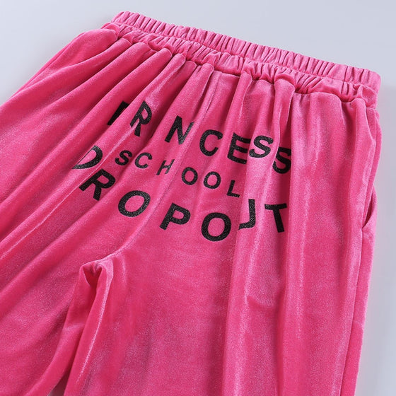 Land of Nostalgia Princess School Dropout Uniform Print Velvet Women's Long Sleeve Sweatpants