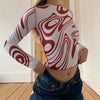 Land of Nostalgia Long Sleeve O-Neck Line Decoration Summer Crop Top